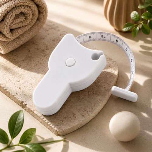 Image of Body Measuring Tape with Lock Pin and Retractable Push Button 150 CM(60 Inch) Measurement| Tape Measure for Body for Fat Measurement and Weight Loss Sewing Tape Tailor (White)