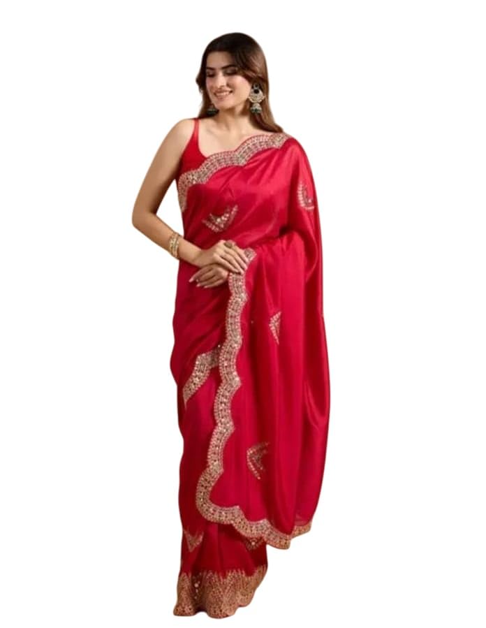 Saree indien KULIA en georgette brodée le cadeau de retour idéal pour femme