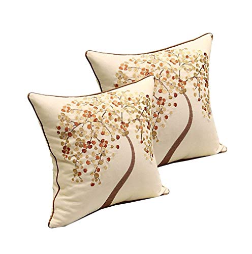 ZUODU Embroidery Cushion Cover 2PC 45cmx45cm Embroidered Cotton L...