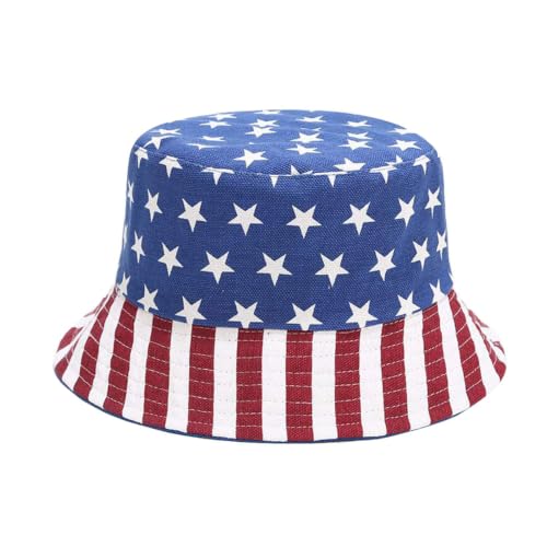 Zando USA American Flag Bucket Hats for Women Men Red White and Blue Hat 4th of July Patriotic Hats - Sun Protection Breathable Lightweight Outdoor - One Szie
