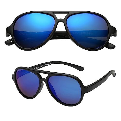PolarSpex Kids Sunglasses - Polarized Aviator Sunglasses for Kids - Bendable Toddler Sunglasses for Boys &Girls, Age 2-8