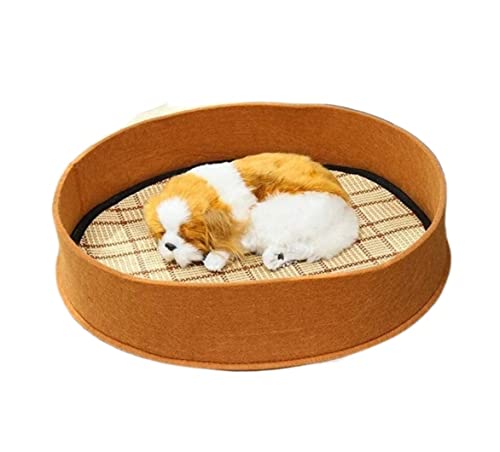 ペットニッチ 冷却鎮静パッドベッドフェルトペットベッド夏睡眠犬猫ベッド犬小屋犬猫 室内用ペットハウス(Brown,40*40*8CM)