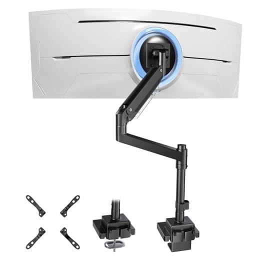 Single Monitor-Arm Heavy Duty for 24-57-inch - Ultrawide Aluminum Single Pole Monitor Mount,Fully Adjustable, Ideal for Gaming, Office & Home Use, Max Load 59.4lbs, VESA 75/100/200 mm, Black