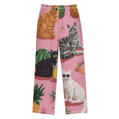 Lovely Cat Watermelon Boys Long Pants Soft Trousers Elastic Waist Kids Lounge Bottoms with Pockets S-XL2
