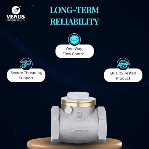 Image of VENUS 1 /2 inch Brass Swing Check Valve | Heavy Duty Non Return Valve | High Pressure Backflow Preventer | Solid Brass Body | Leak Proof Threaded Connection | Durable Industrial Grade Valves