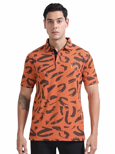 Image of STELLERS Men's Printed Polo T-Shirt | Regular Fit| Feather Touch Feel | Odour Resistant | Wrinkle Free | Stretchable | Anti-Static