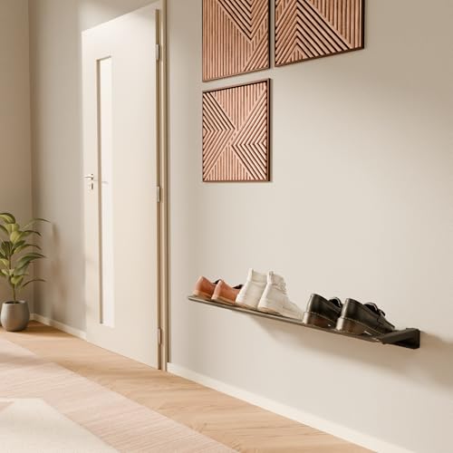 pamo mensola portascarpe da parete in metallo 91 x 20 cm – Mensola portascarpe salvaspazio con fissaggio a parete per ingresso, cabina armadio o camera – Nero