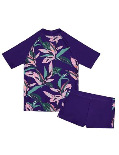 Cadocado Girls Rash Guard Set Short Sleeve Two Piece Swimsuit Bathing Suit UPF 50+ Beach Swimwear 3-10 Years2