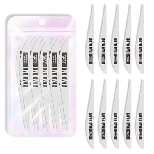 NOVO OVO Thin Nail File 10 PCS Professional Double Sided Extra Slim Reusable Emery Board(100/180 Grit) Nail Styling Tools for Home and Salon Manicure Pedicure Tool and Nail Buffering Files