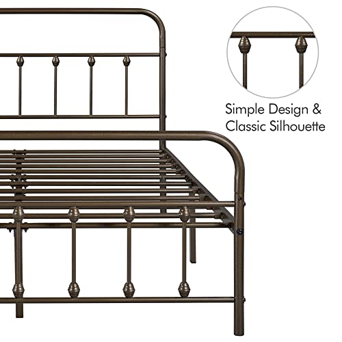 Yaheetech YT-00111671 Classic Metal Platform Bed Frame Mattress Foundation With Victorian Style Iron-Art Headboard/Footboard/Under Bed Storage/No Box Spring Needed/Queen Size Bronze thumb #5