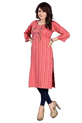 Image of DREAM & DZIRE Blue Office wear Kurti for Women of Cotton in Plus Size & Small Size.