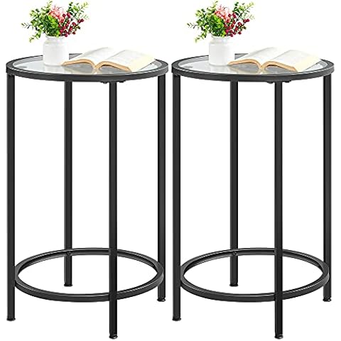 Yaheetech Glass End Table Set of 2 Cover