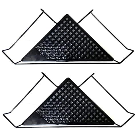 Bioristar 2-Pack Iron Office Cubicle Floating Corner Shelf (Medium, Black, Art Deco, Hanging, 2 Shelves, 16.2x11x2.36 inches) Cover