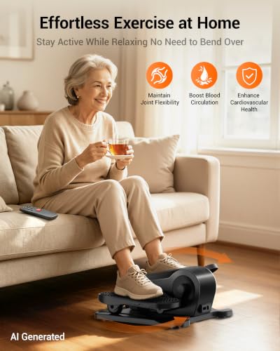 Image of Under Desk Elliptical Machine Seated Pedal Exerciser | Quiet Leg Exerciser While Sitting, Mini Portable Leg Exercise Machine with Remote, Adjustable 12-Speeds, Manual & Auto Mode