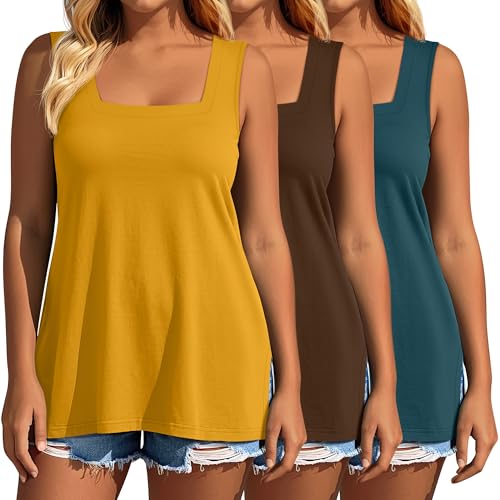 Evervibe 3 Pack Women's Plus Size Tank Tops 1X-5X, 3-Color, 3X-Large