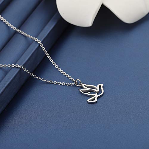 MYOSPARK Stainless Steel Soaring Dove Bird Pendant Necklace Bird Jewelry Peace Gift For Her4