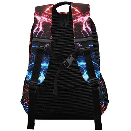 Red and Blue Lightning Backpack with Reflective Stripes, School Book Bag Lightweight Laptop Backpack for Men Women Teens Kids2