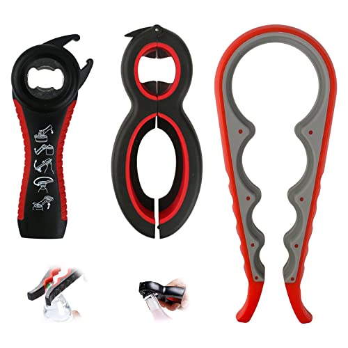 Contenedores, Tools 3Piezas Destapador de Cerveza,Pinza para Abrir Frascos,4 en 1 Abridor de Cocina y Hogar Multifuncional,Abridor de Botell,Abrelatas para Manos Débiles de cocina...