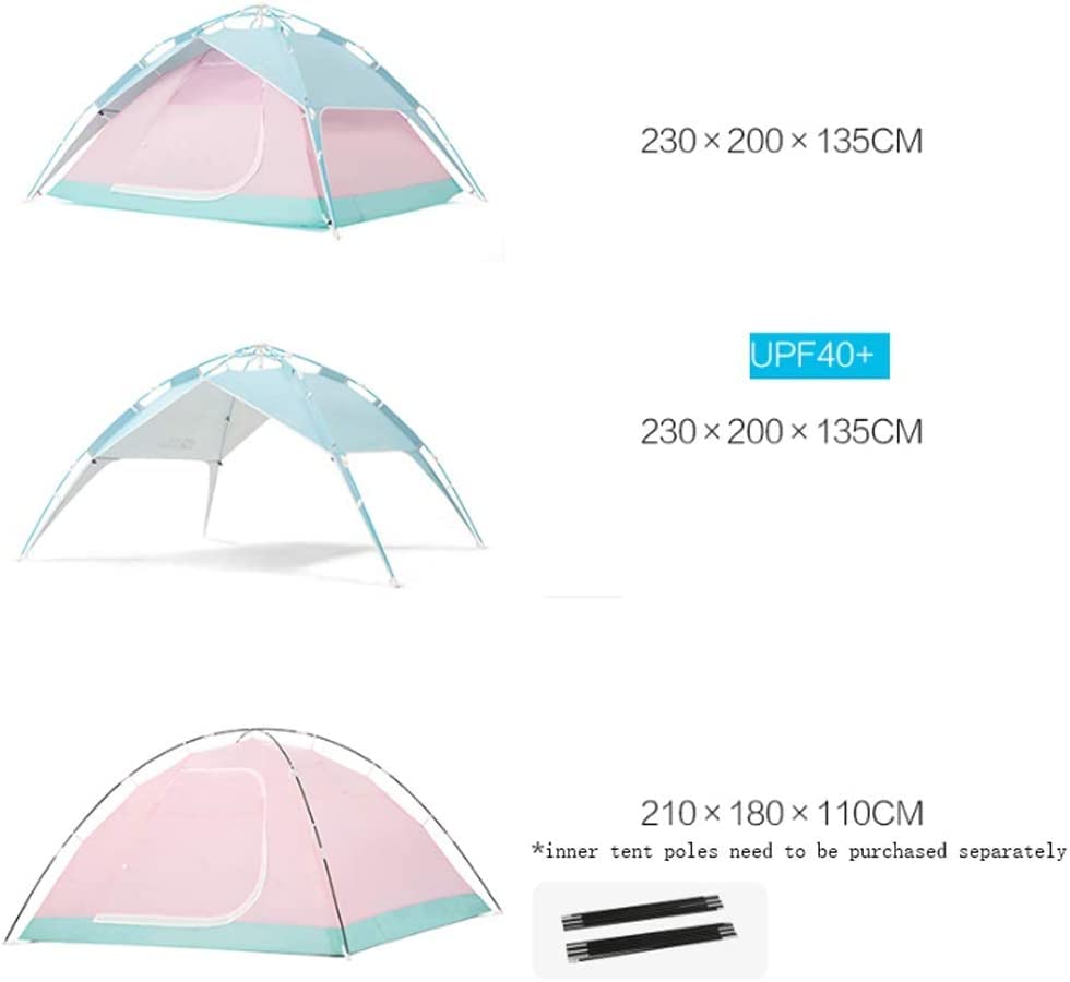 Carpa automática QUQUQ para camping 4 personas, 2 puertas rosa miniatura 2