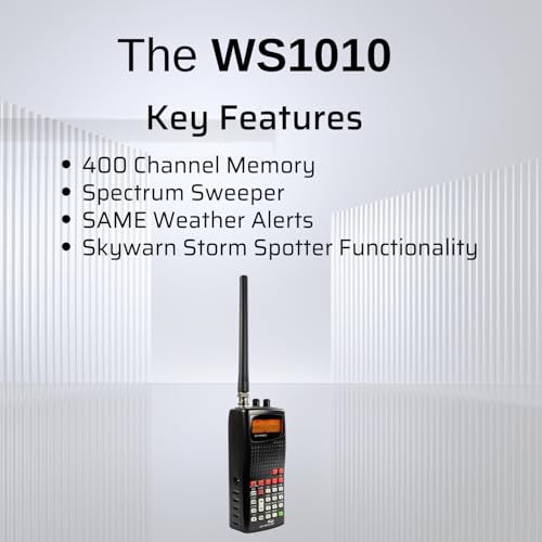 Image of Whistler WS1010 Analog Handheld Scanner - 400 Channels, Skywarn, Same Weather Alerts, Spectrum Sweeper, PC Programmable, Service Banks for Police, Fire, Marine, Air & Ham - Black