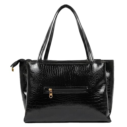 Image of AVERAA Women's Premium Croco Pattern Handbag with Sling Strap | Large Tote Purse L14xW6x9 Inch | Multi-Compartment Office Bag | Stylish Shoulder Bag for Work, Travel & Daily Use
