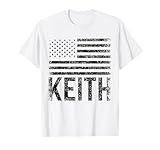 America First Name Citizenship Naturalization Keith USA Name Forename Personalized Birthday T-Shirt Blue, White Small Crew Collar Modern Short Sleeve T-Shirt Men Unisex Casual Christmas Birthday