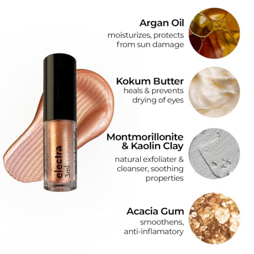 Image of Ruby's Organics Mini Metallic Liquid Eyeshadow for Women- Eye Makeup, Smooth Glide Insta Dry Formula, Smudge proof, Waterproof, Long Lasting and Highly Pigmented, Paraben Free, Vegan - Copper, 3ml