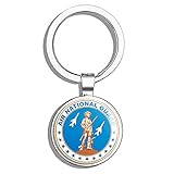 PRS Vinyl Round AIR National Guard Seal (Logo Served us) Double Sided Stainless Steel Keychain Key Ring Chain Holder Car/Key Finder