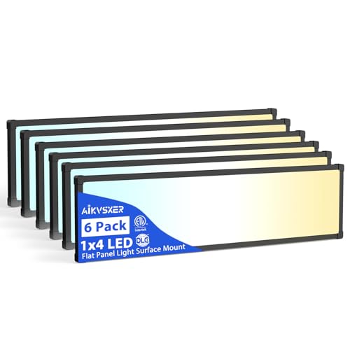 Image of AIKVSXER 6Pack 1x4 LED Flat Panel Light, 6500LM Ultra-Bright, 30-50W Black