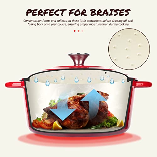 OVERMONT 26 cm Cocotte en Fonte Émaillée Four Hollandais Antiadhésive avec Couvercle Poignées e Recette – Image 4