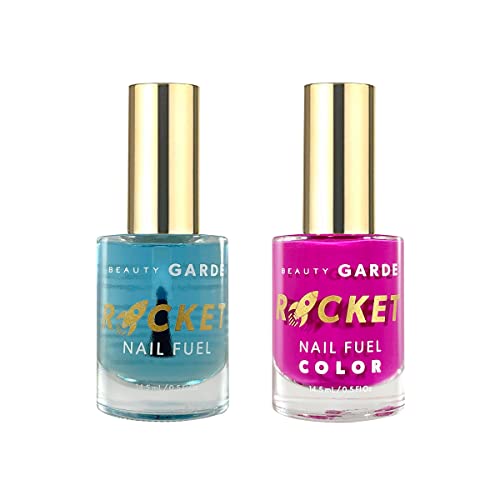 BeautyGARDE Rocket Nail Fuel & Polish Nail Care 2 Pack – 1 Rocket Nail Fuel & 1 Nail Polish Color – Desire, Nail Strengthener & Growth Treatment, Nail Polish, 7-Free Nail Care, Nonie Crème [1 Oz]