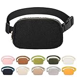 VOROLO Fleece Fanny Pack with Adjustable Strap for Women and Men Fanny Belt Bag, Waist Pack for Workout Running Traveling Hiking Sport Black