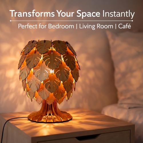 Image of Handcrafted Wooden Table Lamp, Minimalist Lighting for Bedroom, Living Room & Office, Eco-Friendly Desk Lamp,Rustic Home Decor Accent Light (Pineapple) Bulb Included