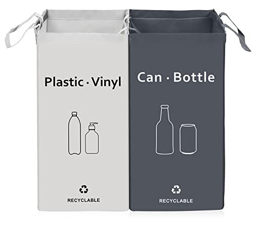 BOMEI PACK Lot de 2 Bacs de Déchets Poubelle Trieur pour Recyclage pour Extérieur/Intérieur - Papier, Verre, Plastique
