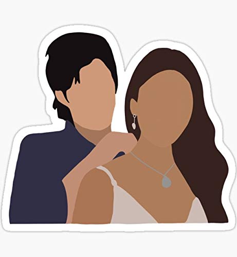 Damon and Elena Sticker Sticker - Sticker Graphic - Auto, Wall, Laptop, Cell, Truck Sticker for Windows, Cars, Trucks
