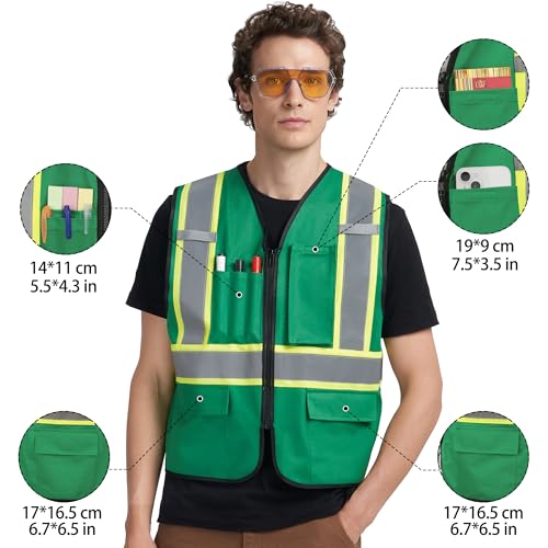 Image of A-KSAFETY High Visibility Safety Vest for Men Women with Pockets and Zipper
