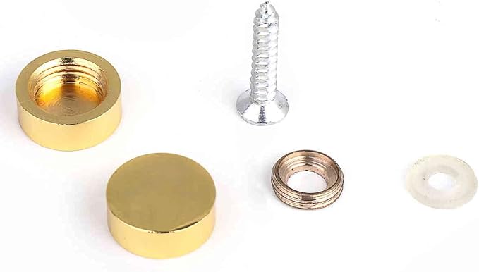 Amazon Co Jp 飾り ビス 化粧 ビス キャップ セット 表札 プレート 直径14mm 20個 ねじ装飾カバー ガラス用 ゴールド Diy 工具 ガーデン