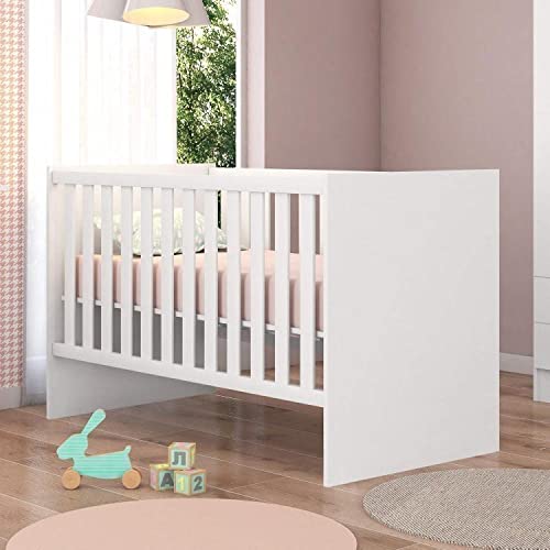 Quarto de Bebê Completo com Cômoda e Berço Mini Cama Doce Sonho Qmovi Branco