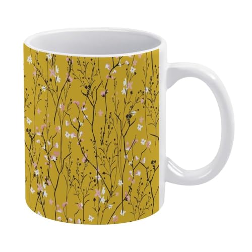 マグカップ おしゃれ ピンクと白の花 花柄 オリエンタル コーヒーカップ 陶器 丈夫 マグ カップ 食器 直径8.2×高さ9.6cm 330ml 軽い 気軽に使える コーヒーマグ インテリア アウトドア 綺麗 ジュース お茶 新生活 雑貨 台所 飲食店 家