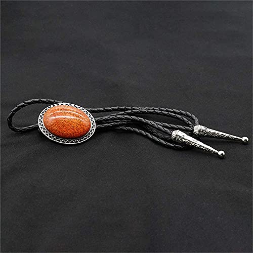Image of Turquoise Agate Granite BOLO Tie for Men Women Leather Wedding Necklace Western Cowboy Necktie