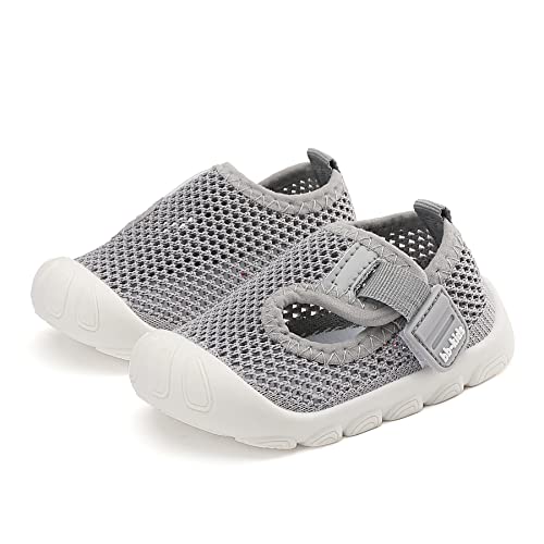 Toddler Shoes Baby Sneakers Girls and Boys Lightweight Breathable Mesh Beginner Walking Shoes 6 12 18 24 30 36 Months Grey