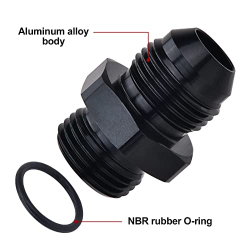 Image of EVIL ENERGY AN6 6AN Flare to 6AN ORB Male O-ring Boss Fuel Pump Rail Adapter Fitting Aluminum Black Pack of 2