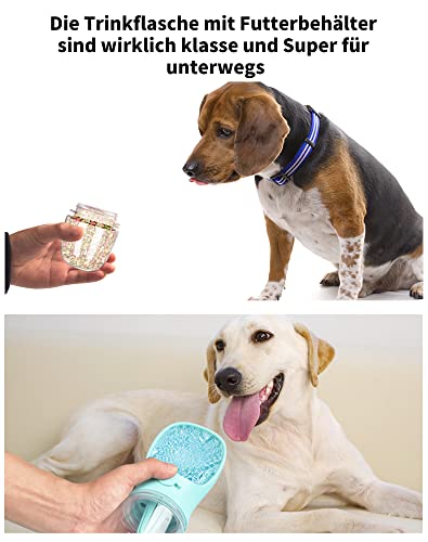 Trinkflasche Hund für Unterwegs 550ml Hundetrinkflasche Unterwegs Wasserflasche Hunde Trinkflasche mit 100ml Hundefutter Becher Hundenapf unterwegs tragbar Wasserflasche Hund Wasserspender Reisenapf