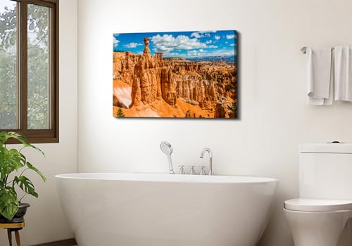 Image of Bryce Canyon National Park Canvas Wall Art Utah Beautiful Orange Mountain Photograph Picture Home Decor for Living Room Bedroom Office Wall Decoration Modern Artwork Framed Ready to Hang 24x36 inch