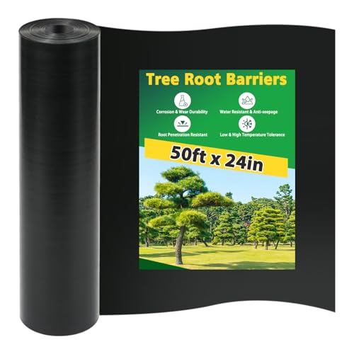 West Bay 50ft x 24in x 60mil Tree Root Barrier Heavy-Duty Bamboo Root Barrier Weed Blocker for Landscape Tree Ring Edging Garden Borders Driveway and Sidewalk Protection Roads