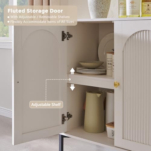 Image of IFGET Modern Buffet Cabinet with Storage, White / 92.63 inch W /141LBS