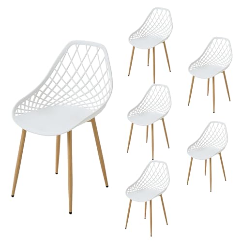 PPkrimnel Lot de 6 chaises de bistrot avec Assise en polypropylène et Cadre en métal pour Balcon,...