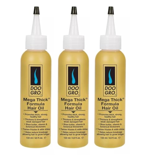 DOO GRO Mega Thick Formula Hair Oil for Thicker, Stronger, Healthier Hair, 4.5 fl oz (Pack of 3)