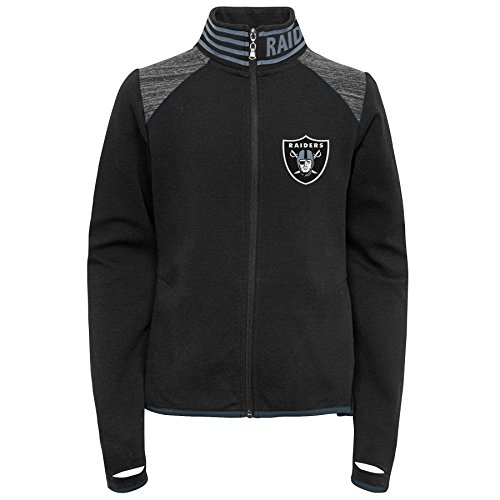 NFL Oakland Raiders Youth Boys Aviator Full Zip Jacket Black, Youth X-Large(16)