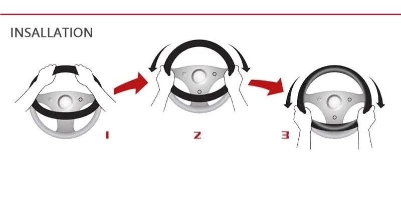 Lenkradbezug, O-Form, D-Form, 38 cm, Leder, rutschfest, Schutzhülle für Seat Leon MK1, MK2, MK3, Schwarz, D-Form